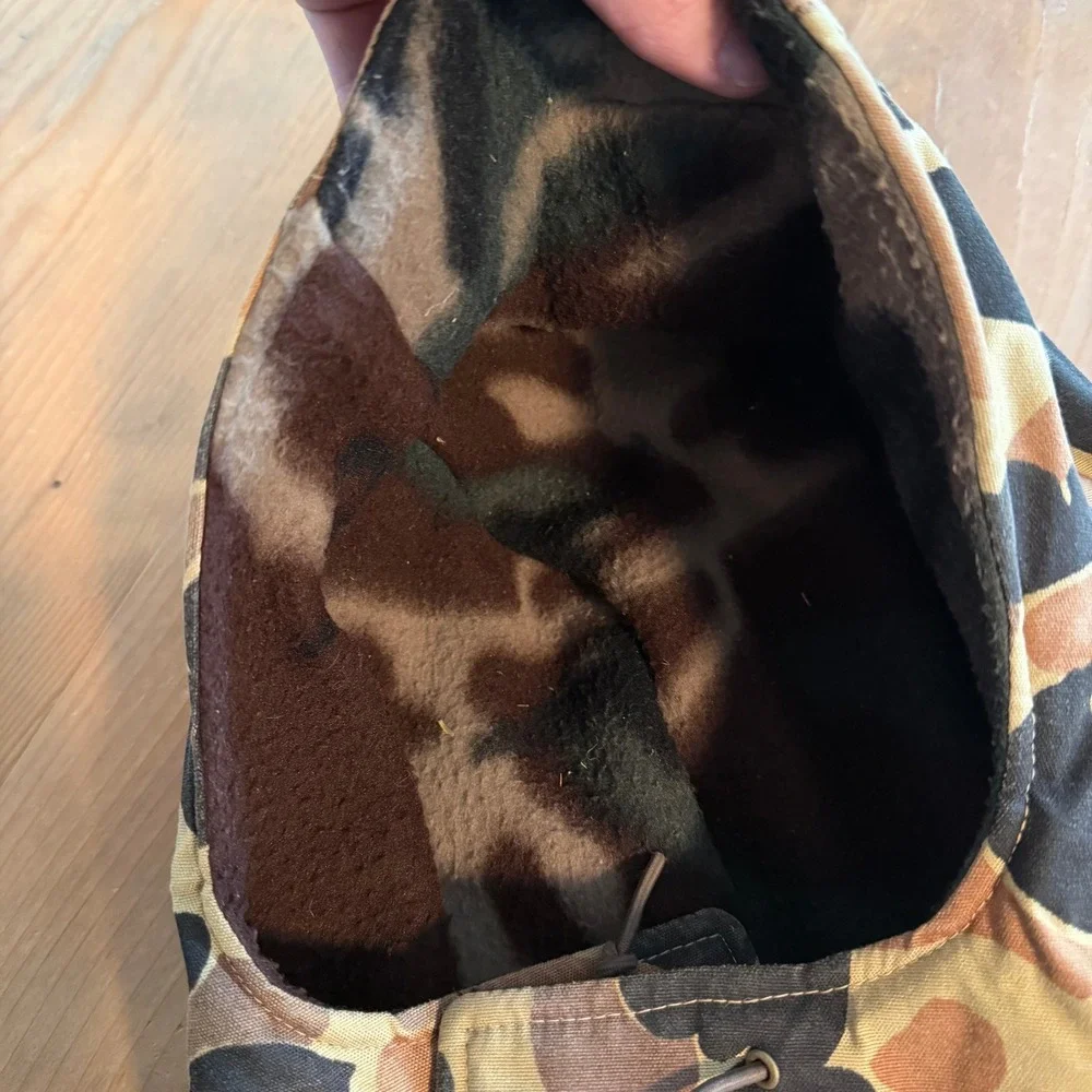 Vintage Duck Camo Hunting Hood Fleece Lined Adjustable Tactical Balaclava Brown
